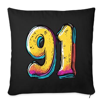 91 Number Colorful - Sofa pillowcase 17,3'' x 17,3'' (45 x 45 cm) - black - Front