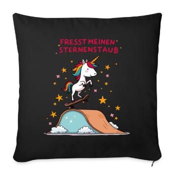 Planche à roulettes Licorne - Housse de coussin décorative 45 x 45 cm - noir - Devant