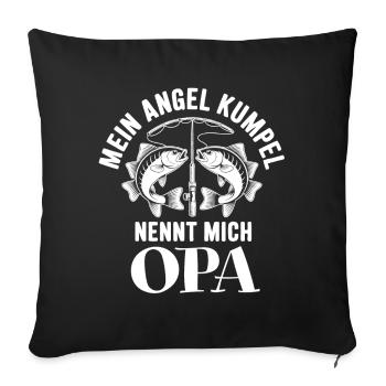 Opa und Enkel Angeln Angelbuddys. Geschenk für Opa - Sofakissenbezug 45 x 45 cm - Schwarz - Vorne