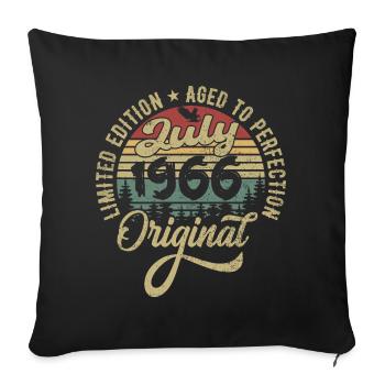 Anniversaire Juillet 1966 Juillet 1966 Juillet 1966 - Housse de coussin décorative 45 x 45 cm - noir - Devant