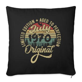 Anniversaire Juillet 1970 Juillet 1970 Juillet 1970 - Housse de coussin décorative 45 x 45 cm - noir - Devant
