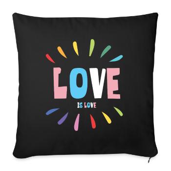 Mois de la fierté LGBT - Love is Love - Housse de coussin décorative 45 x 45 cm - noir - Devant