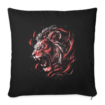 Lion Colorful Lion Head Neon Colorful Predator Art - Sofa pillowcase 17,3'' x 17,3'' (45 x 45 cm) - black - Front