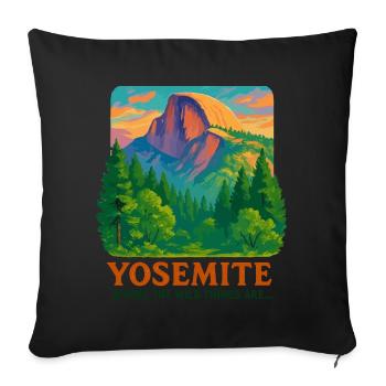 Nature sauvage de Yosemite - Housse de coussin décorative 45 x 45 cm - noir - Devant