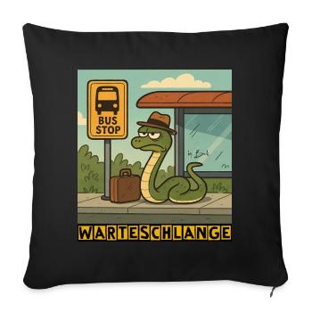 Warteschlange by Rico Beck - Sofakissenbezug 45 x 45 cm - Schwarz - Vorne