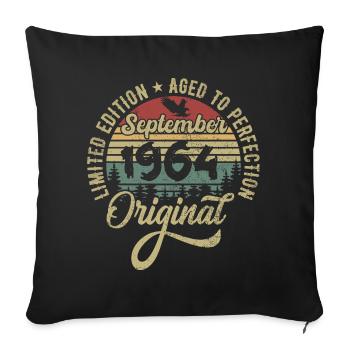 61ème anniversaire Septembre 1964 - 61 ans - Housse de coussin décorative 45 x 45 cm - noir - Devant