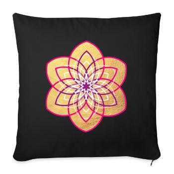 Yoga Gold Flower Blossom Sun Mandala Meditation om - Sofa pillowcase 17,3'' x 17,3'' (45 x 45 cm) - black - Front