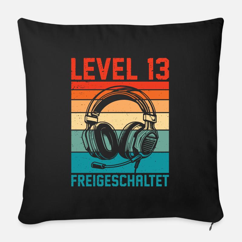 13. Geburtstag Jungen Gamer Level 13 Unlocked - Sofakissenbezug 45 x 45 cm - Schwarz