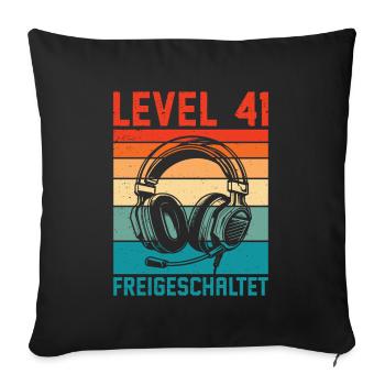 41st Birthday Men Gamer Level 41 Unlocked - Sofa pillowcase 17,3'' x 17,3'' (45 x 45 cm) - black - Front