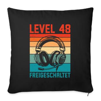 48e anniversaire Homme Gamer Niveau 48 débloqué - Housse de coussin décorative 45 x 45 cm - noir - Devant