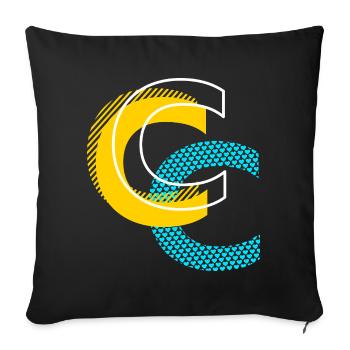 Lettre initiale C - Housse de coussin décorative 45 x 45 cm - noir - Devant