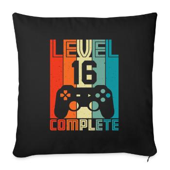 16e anniversaire Gamer – 16 ans Niveau 16 Terminé - Housse de coussin décorative 45 x 45 cm - noir - Devant