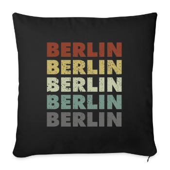 Berlin - Allemagne - Deutschland - Lettrage - Housse de coussin décorative 45 x 45 cm - noir - Devant