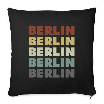 Berlin - Allemagne - Deutschland - Lettrage - Housse de coussin décorative 45 x 45 cm - noir - Devant