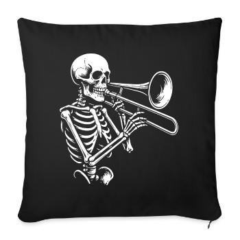 Silhouette de trompette squelette jazz - Housse de coussin décorative 45 x 45 cm - noir - Devant