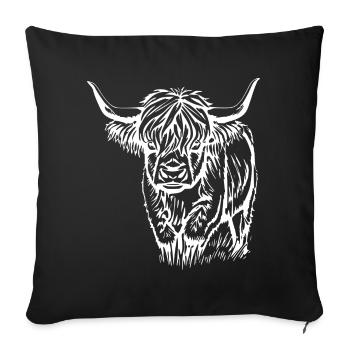 Cadeau de bovins Highland écossais - Housse de coussin décorative 45 x 45 cm - noir - Devant