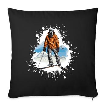 Great Dane Dog Ski Skiing Sports - Sofa pillowcase 17,3'' x 17,3'' (45 x 45 cm) - black - Front