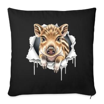 Funny Piglet Crack - Cute Piggy Gift - Sofa pillowcase 17,3'' x 17,3'' (45 x 45 cm) - black - Front