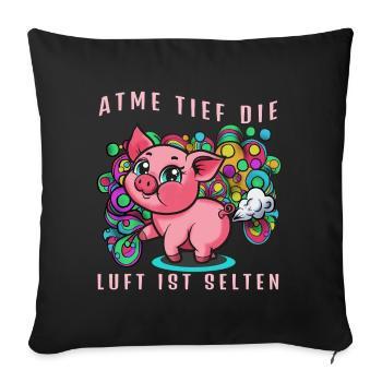 Pink Pig with Colorful Balloons (Furtz) - Sofa pillowcase 17,3'' x 17,3'' (45 x 45 cm) - black - Front
