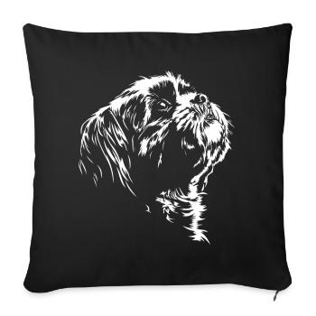 Shih Tzu Silhouette Chien Portrait Wilsigns - Housse de coussin décorative 45 x 45 cm - noir - Devant