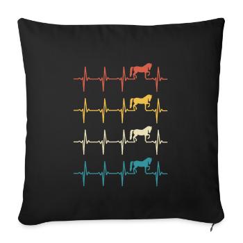 Cheval Retro Battement de cœur cheval - Housse de coussin décorative 45 x 45 cm - noir - Devant