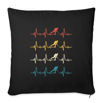 Retro Heartbeat Hockey - Sofa pillowcase 17,3'' x 17,3'' (45 x 45 cm) - black - Front