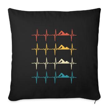 Nageur Natation Heartbeat Swim - Housse de coussin décorative 45 x 45 cm - noir - Devant