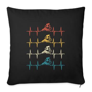 Mountain Bike Heartbeat Retro Mountain Bike - Sofa pillowcase 17,3'' x 17,3'' (45 x 45 cm) - black - Front