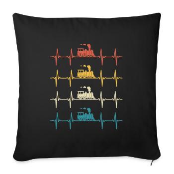Train à vapeur Locomotive Train Heartbeat Train  - Housse de coussin décorative 45 x 45 cm - noir - Devant