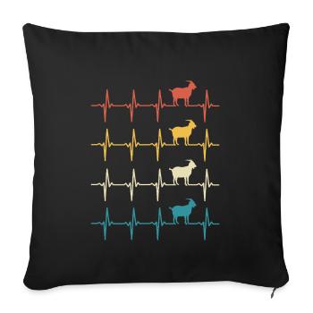 chèvre battement de coeur rétro chèvres - Housse de coussin décorative 45 x 45 cm - noir - Devant