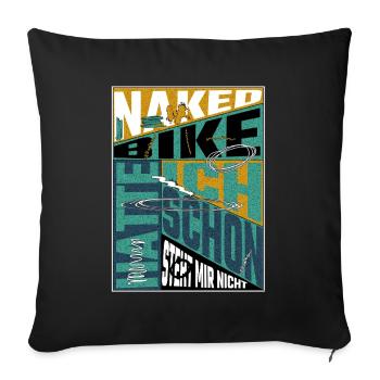 Histoire du vélo nu – Déclaration des motards - Housse de coussin décorative 45 x 45 cm - noir - Devant