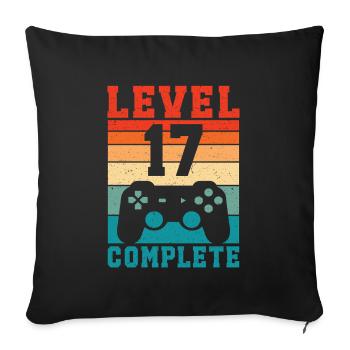 17. Geburtstag Level 17 Complete 17 Jahre Gamer  - Sofakissenbezug 45 x 45 cm - Schwarz - Vorne
