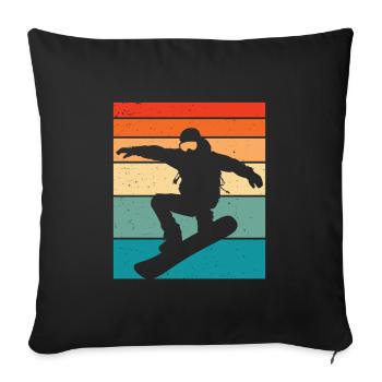 Snowboard rétro - Housse de coussin décorative 45 x 45 cm - noir - Devant