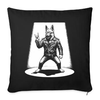 Cadeau musical rock rétro de bergers allemands - Housse de coussin décorative 45 x 45 cm - noir - Devant
