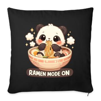 Ramen Panda Mode Activé - Housse de coussin décorative 45 x 45 cm - noir - Devant