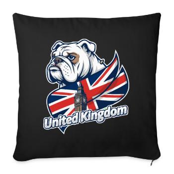 Bulldog with UK flag and Big Ben - Sofa pillowcase 17,3'' x 17,3'' (45 x 45 cm) - black - Front