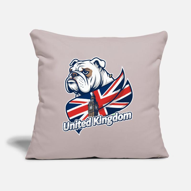 Bouledogue avec drapeau britannique et Big Ben Housse de coussin décorative 45 x 45 cm