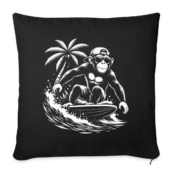 Surfing Monkey Beach Vibe - Sofa pillowcase 17,3'' x 17,3'' (45 x 45 cm) - black - Front