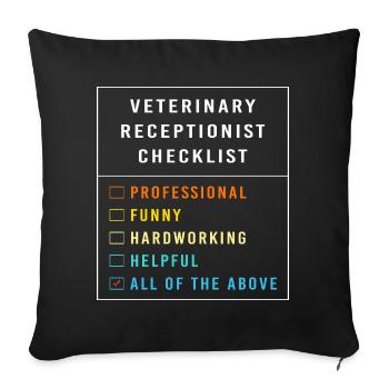 Veterinarian, Receptionist, Veterinarian, Secretary - Sofa pillowcase 17,3'' x 17,3'' (45 x 45 cm) - black - Front