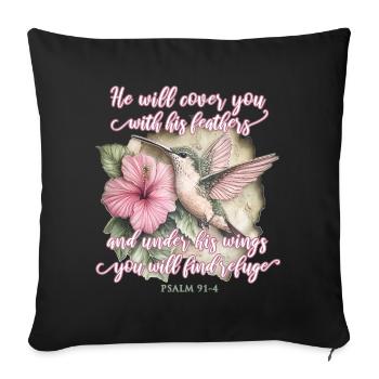 Bible Verse Christian Hummingbird - Sofa pillowcase 17,3'' x 17,3'' (45 x 45 cm) - black - Front