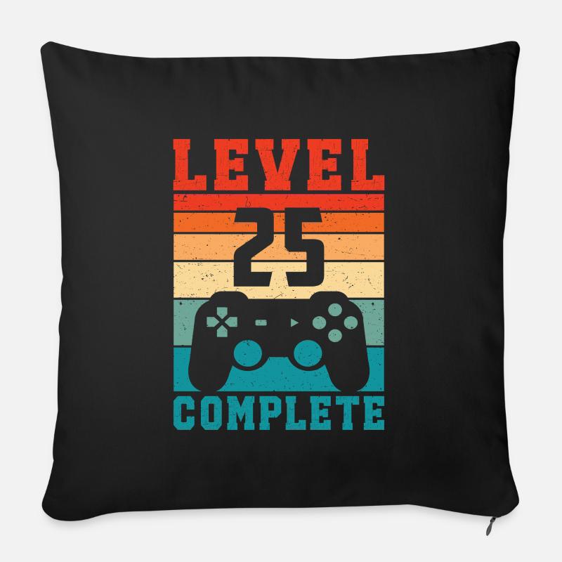 25. Geburtstag Level 25 Complete 25 Jahre Gamer - Sofakissenbezug 45 x 45 cm - Schwarz