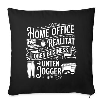 Home office reality: Jogging instead of a suit - Sofa pillowcase 17,3'' x 17,3'' (45 x 45 cm) - black - Front