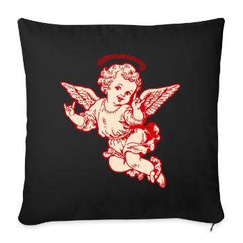 Rock Cherub – Angel with Metal Hand Signals - Sofa pillowcase 17,3'' x 17,3'' (45 x 45 cm) - black - Front