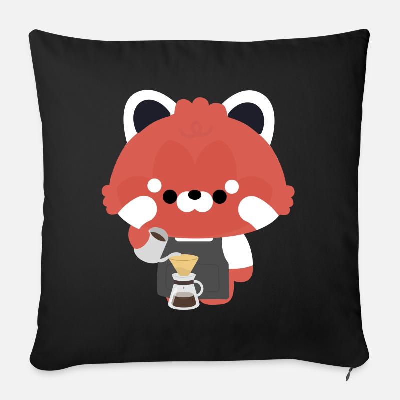 Kawaii Red Panda Barista - Sofakissenbezug 45 x 45 cm - Schwarz