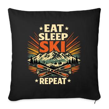 Un Bonus de ski Manger Sommeil Répé - Housse de coussin décorative 45 x 45 cm - noir - Devant