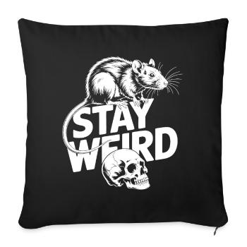 Stay Weird Rat and Skull - Sofa pillowcase 17,3'' x 17,3'' (45 x 45 cm) - black - Front