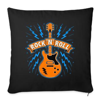 Bannière Rock’N’Roll avec guitare - Housse de coussin décorative 45 x 45 cm - noir - Devant
