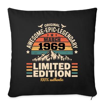 Vintage-Jubiläum März 1969 März 1969 - Sofakissenbezug 45 x 45 cm - Schwarz - Vorne
