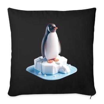 Pinguin auf Eisblock 3D - Sofa pillowcase 17,3'' x 17,3'' (45 x 45 cm) - black - Front