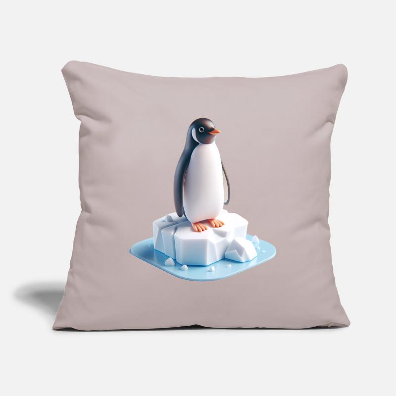 Pinguin auf Eisblock 3D Sofa pillowcase 17,3'' x 17,3'' (45 x 45 cm)